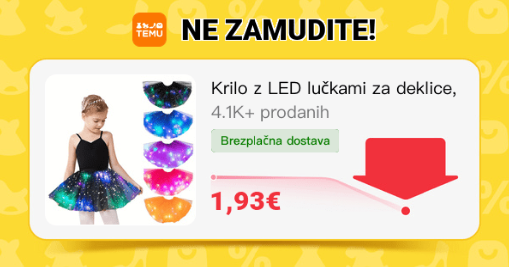 Krilo z LED luckami za deklice princesa baletna plesna pr